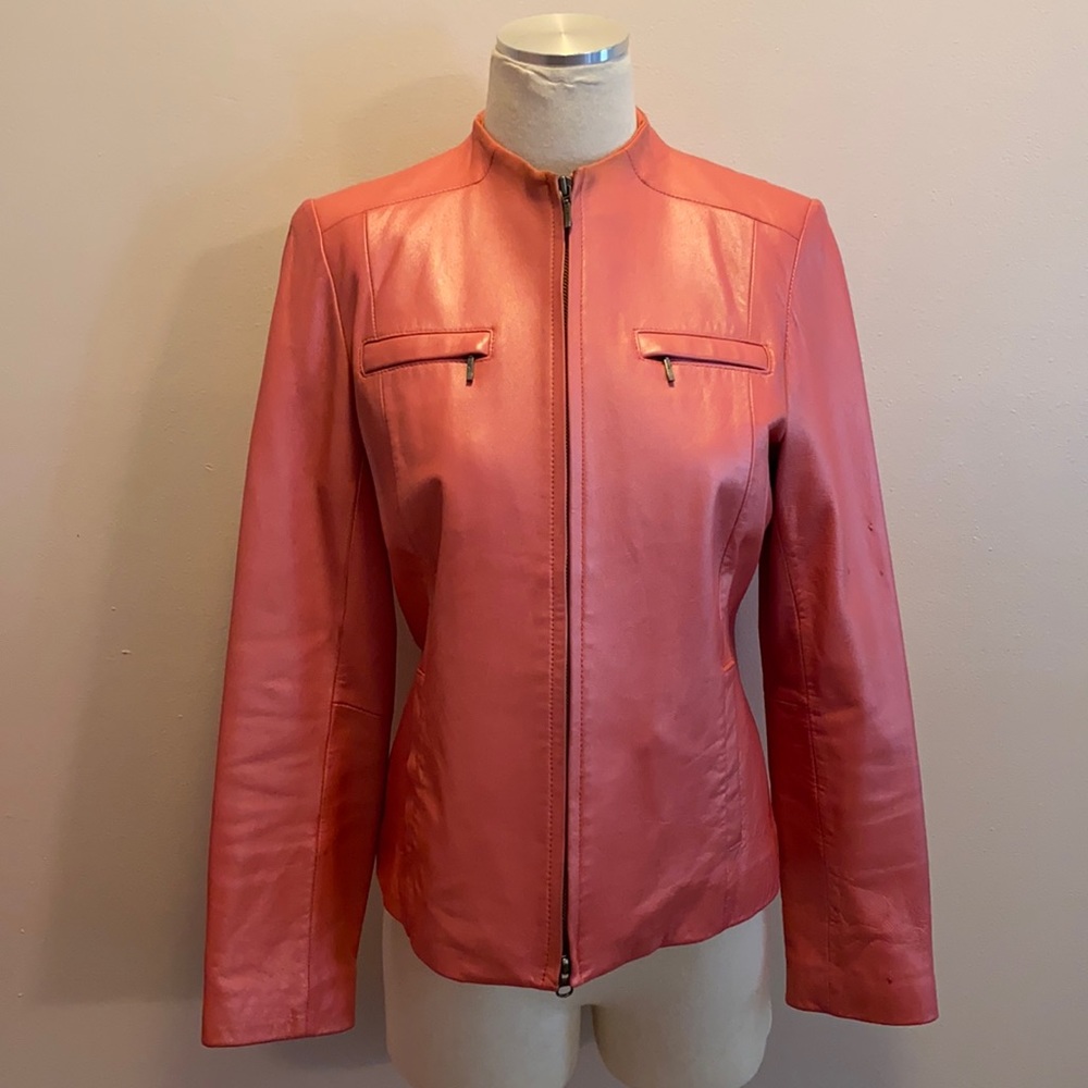 Alfani Small Pink Petite Leather Jacket